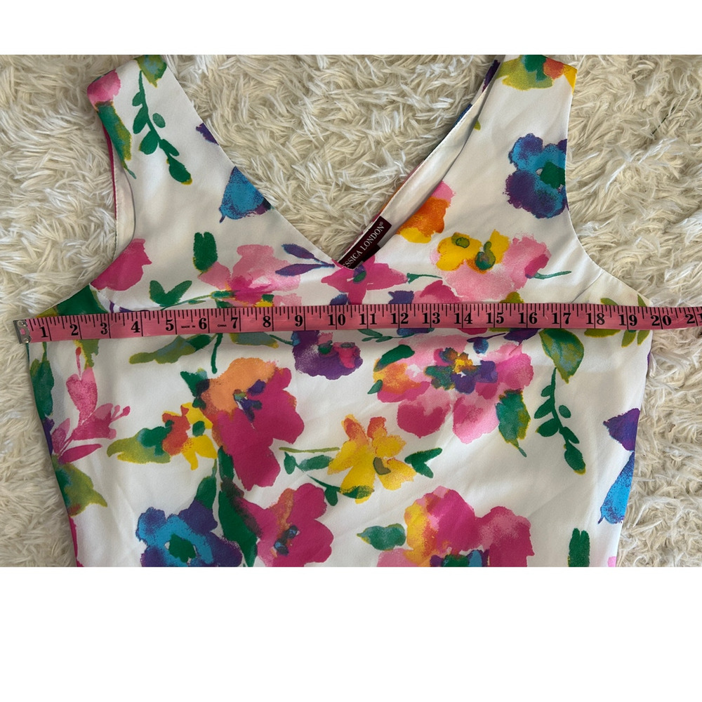 Jessica London Women's Size 12W White Multicolor Floral Drop Waist Dress #0413 - Picture 13 of 13